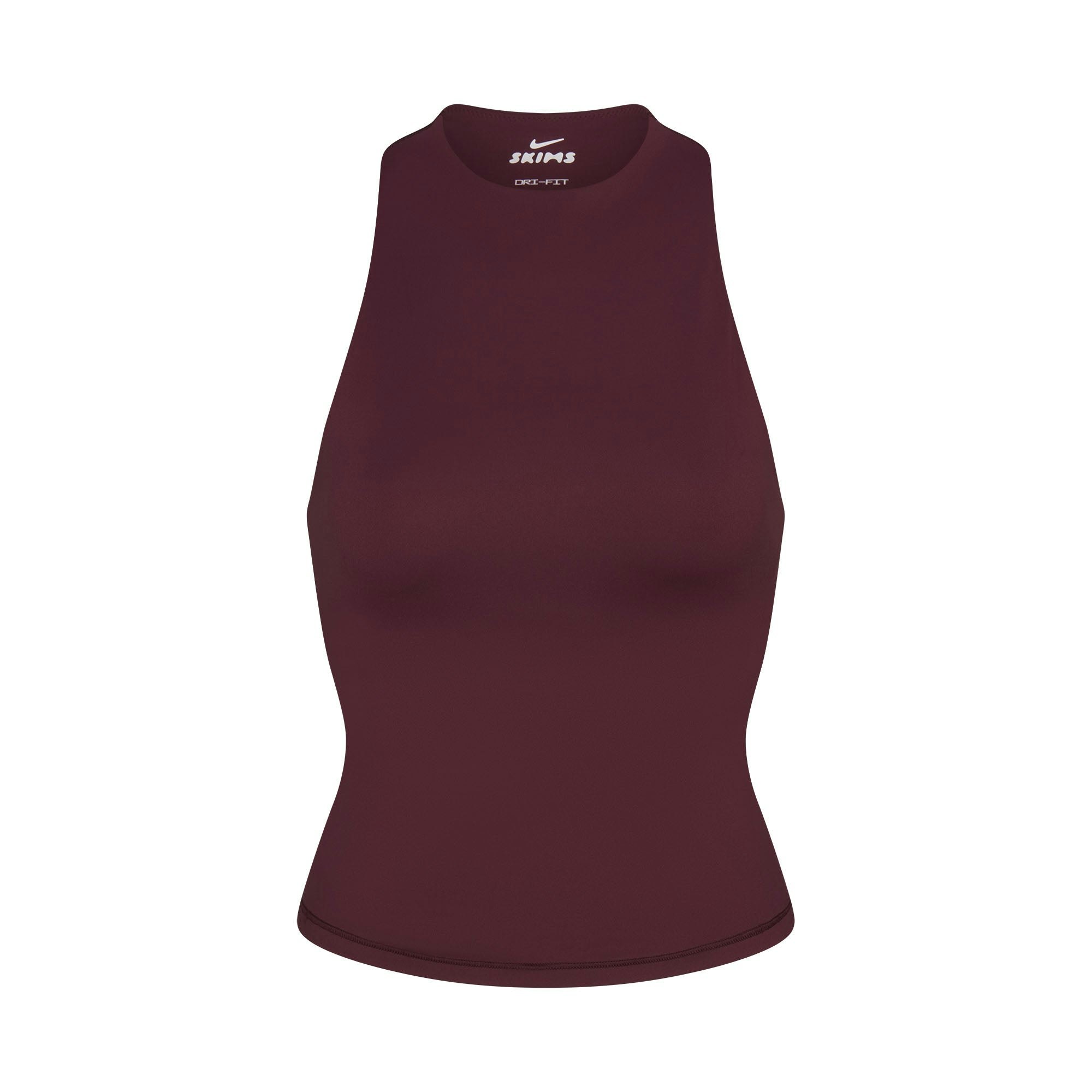 NikeSKIMS MATTE MOCK NECK RACER TANK | CURRANT FLAT ON A WHITE BACKGROUND | FLT