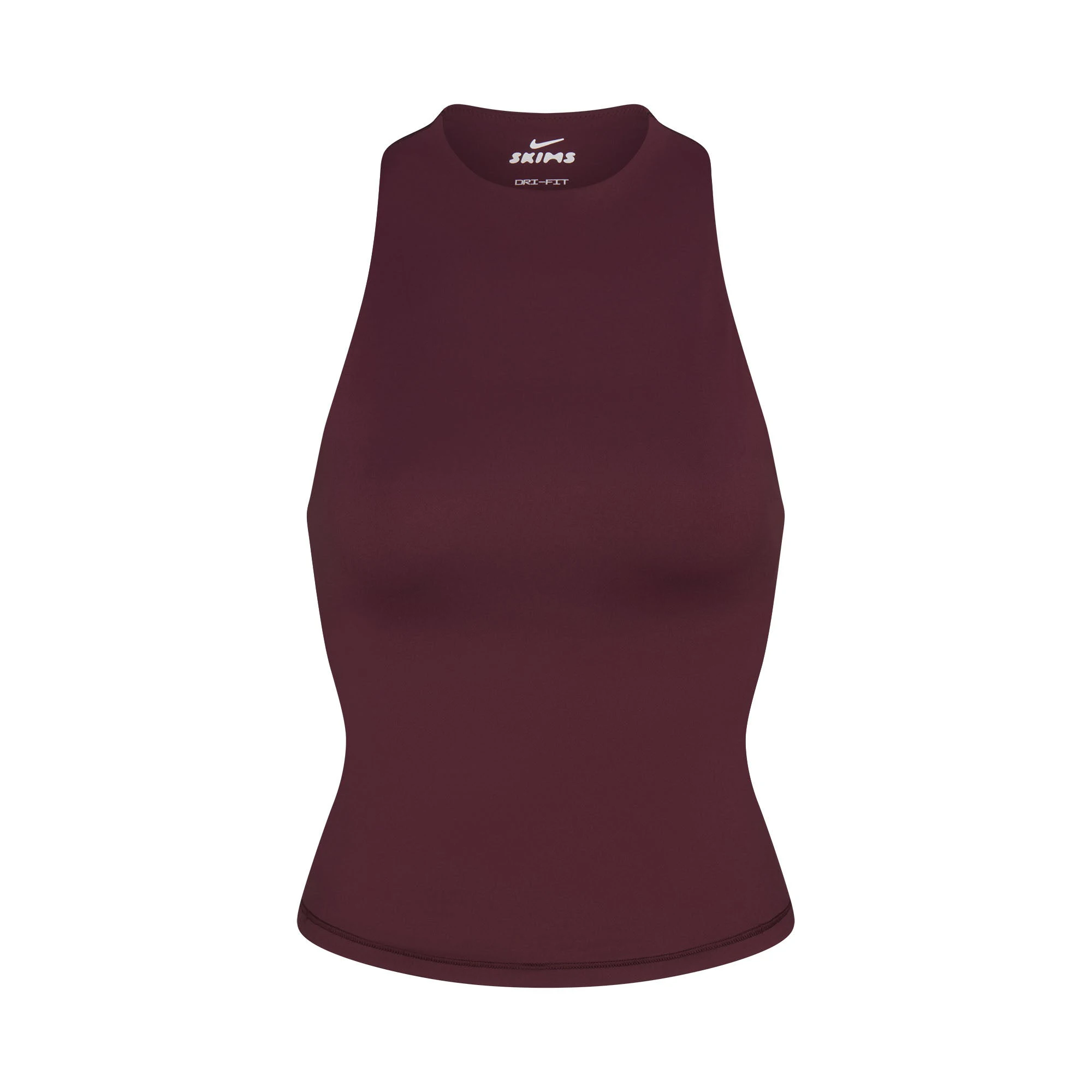 NikeSKIMS MATTE MOCK NECK RACER TANK | CURRANT FLAT ON A WHITE BACKGROUND | FLT