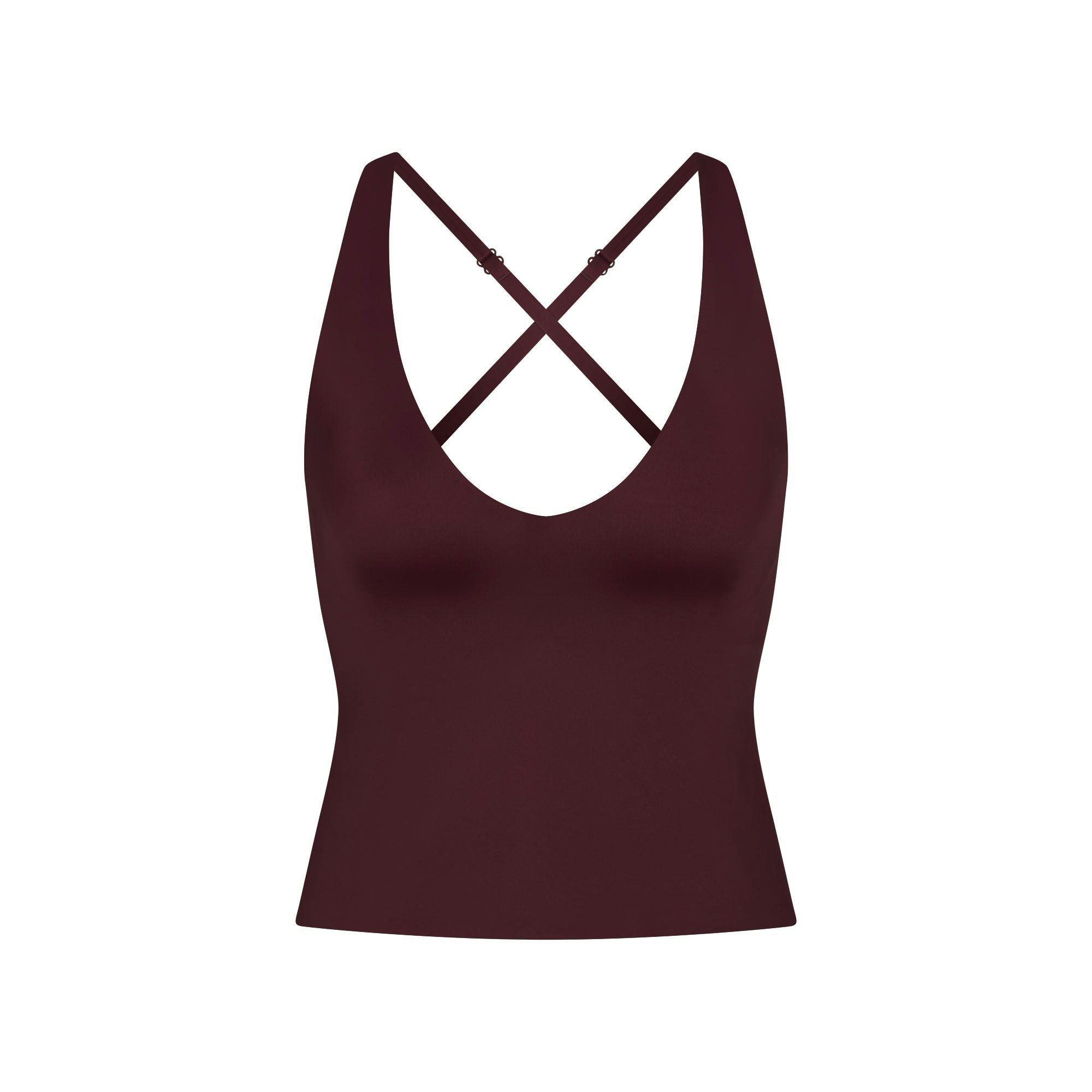 NikeSKIMS SHINE V-NECK TANK | CURRANT FLAT ON A WHITE BACKGROUND | FLT