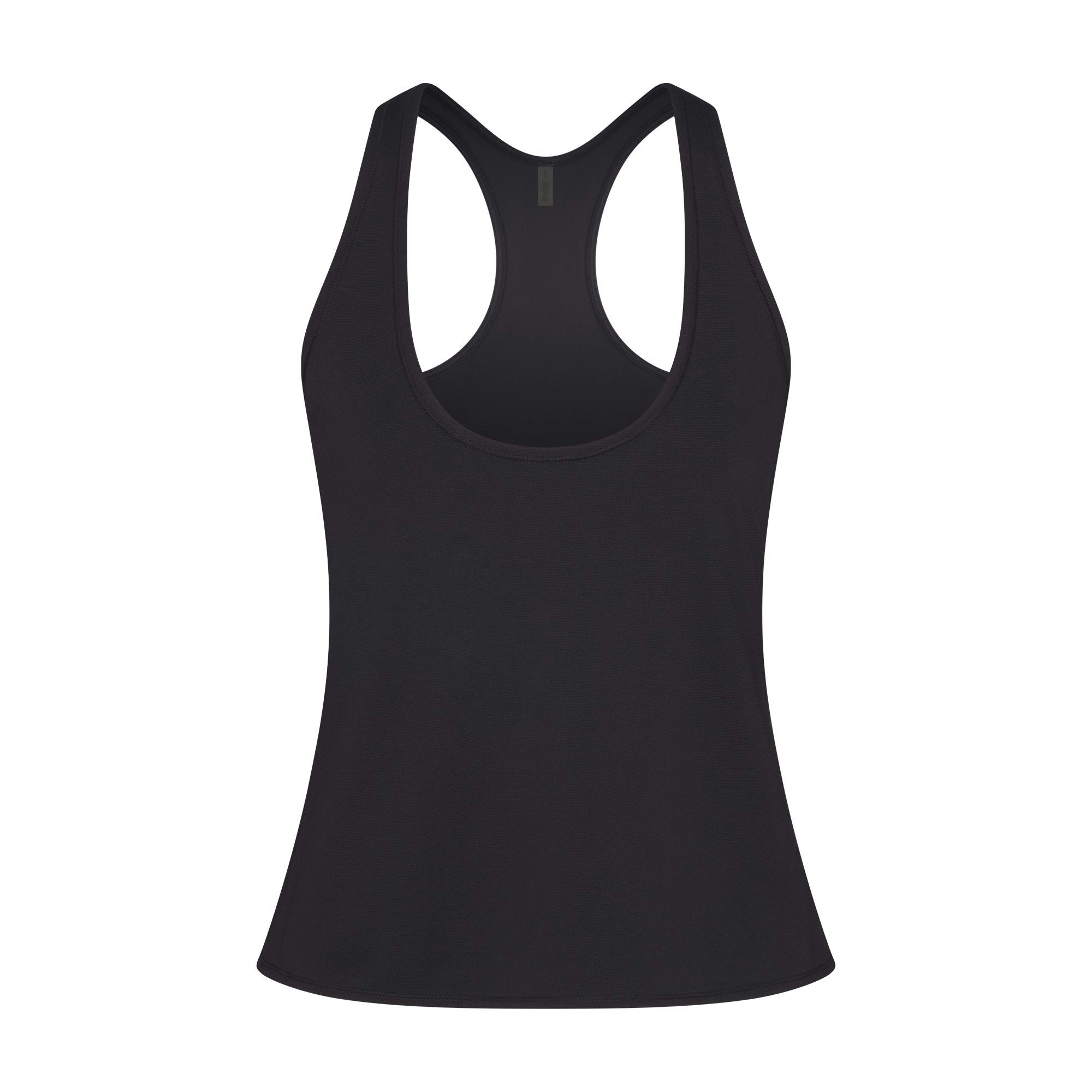 NikeSKIMS AIRY RACER BACK TANK | OBSIDIAN FLAT ON A WHITE BACKGROUND | FLT