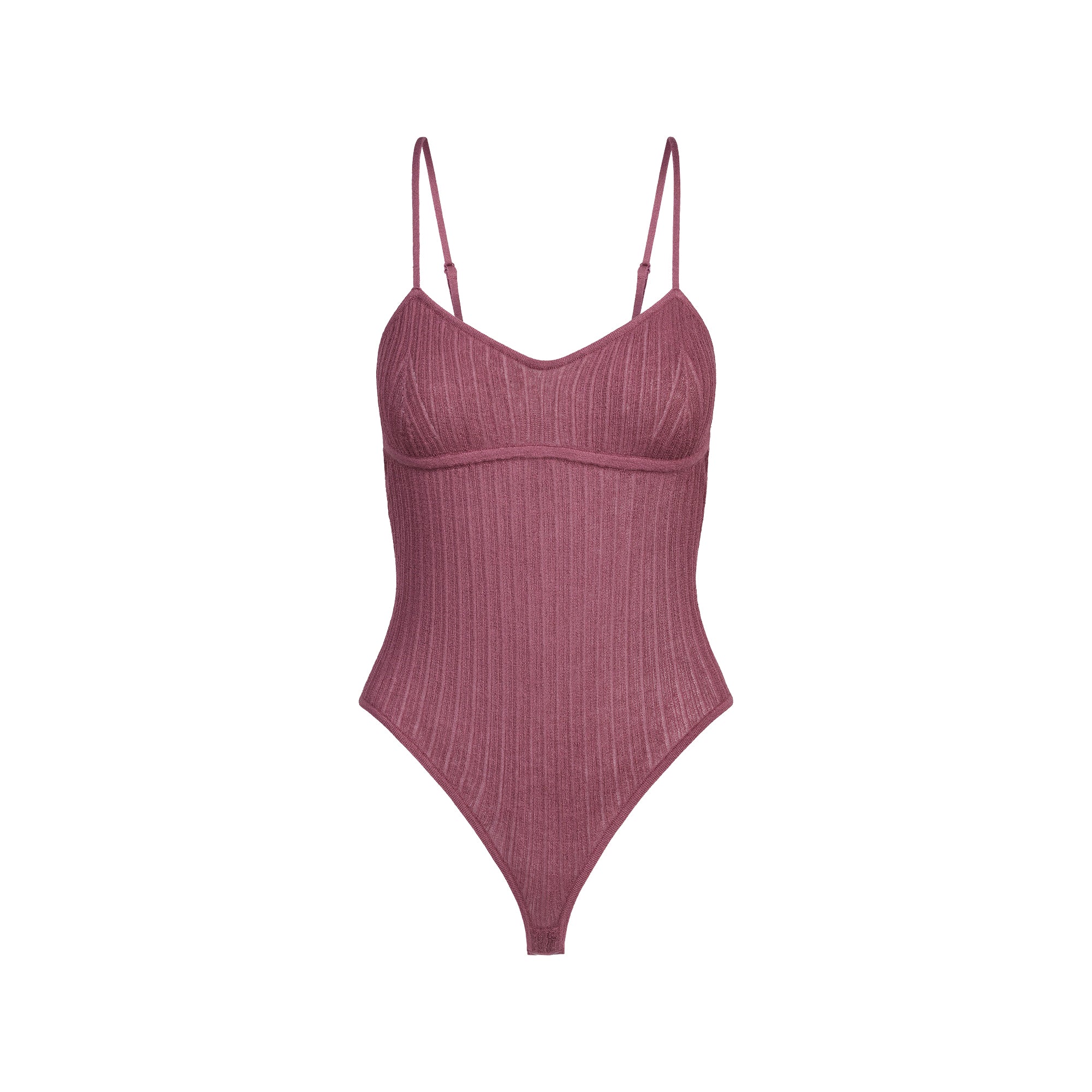 SHEER KNIT CAMI BODYSUIT | BEET