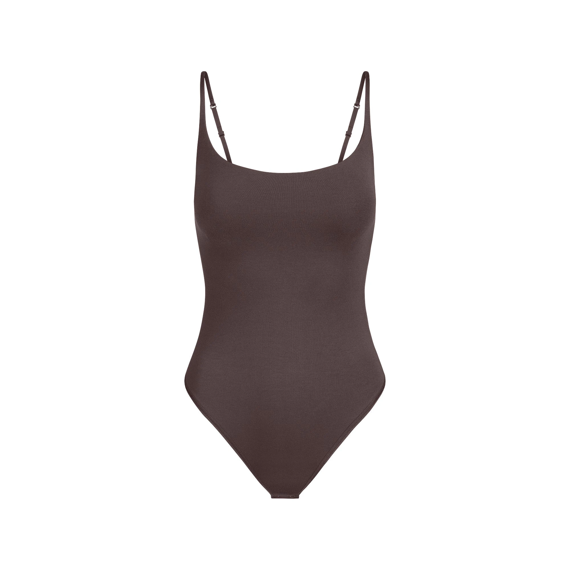 SMOOTH LAYERS SCOOP NECK BODYSUIT | RAISIN FLAT ON A WHITE BACKGROUND | FLT