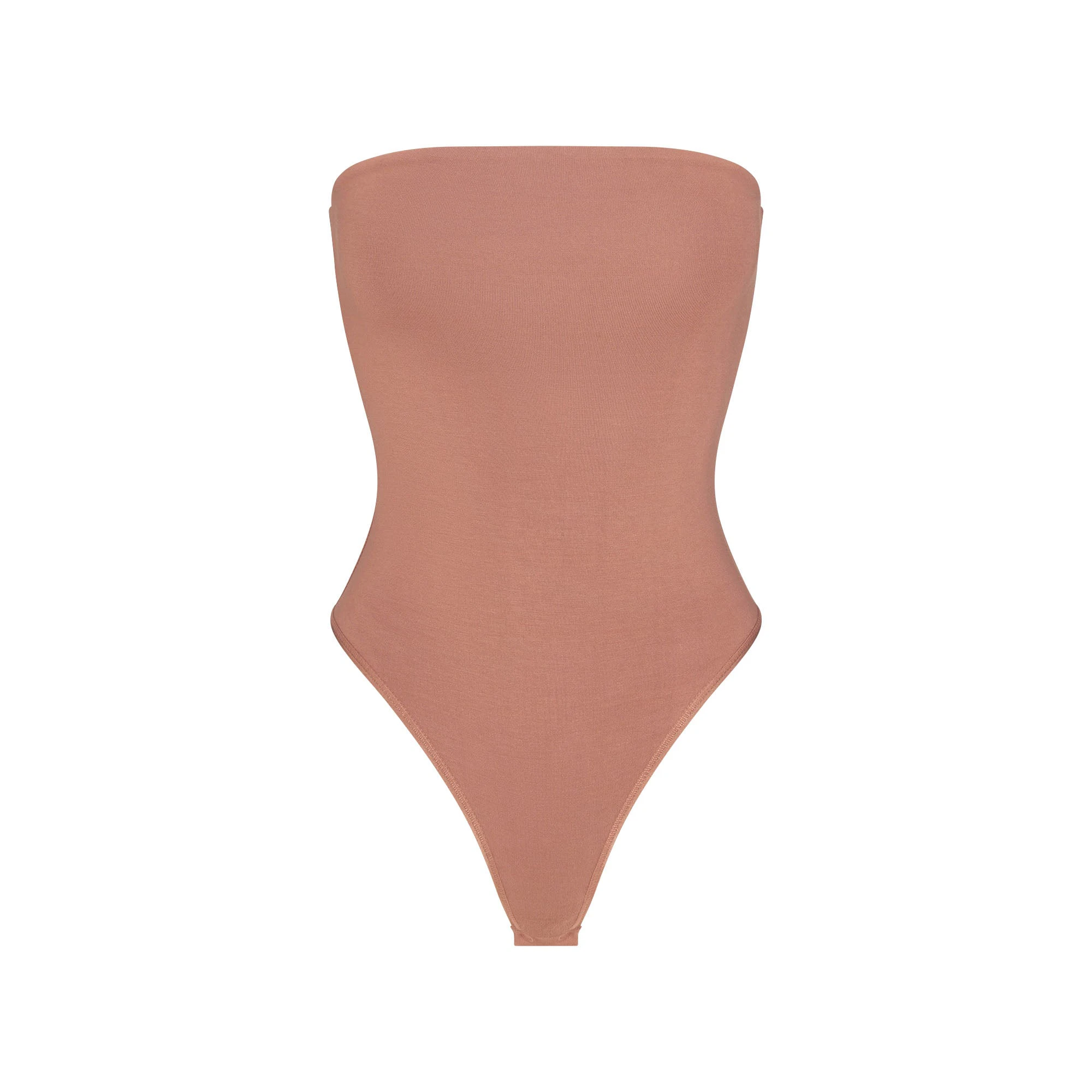 SMOOTH LAYERS STRAPLESS BODYSUIT | NUTMEG FLAT ON A WHITE BACKGROUND | FLT
