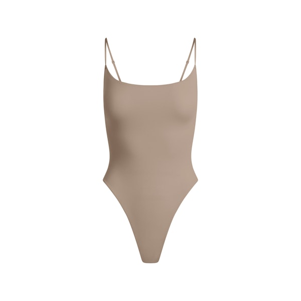 FITS EVERYBODY CAMI BODYSUIT | TRUFFLE FLAT ON A WHITE BACKGROUND | FLT