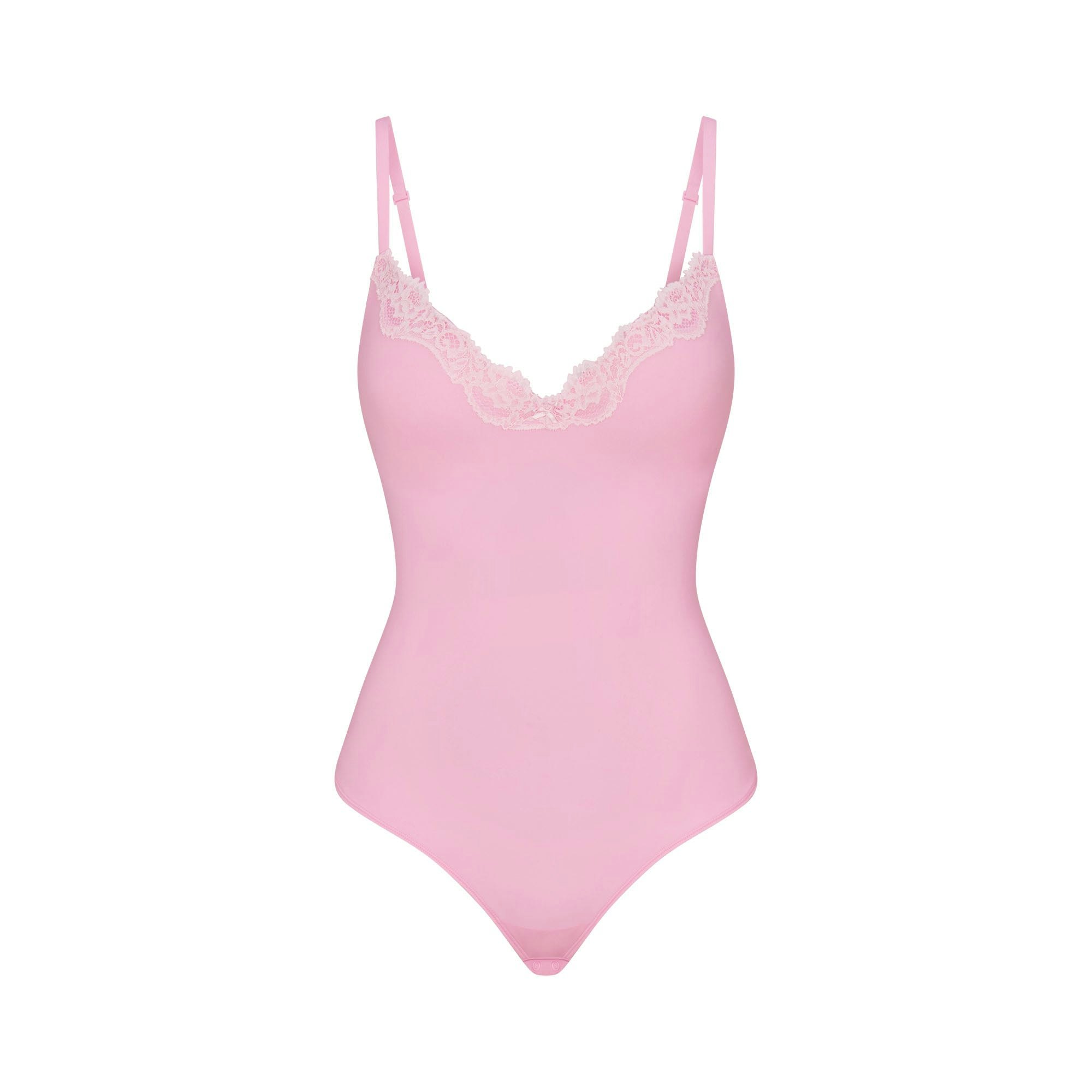 FITS EVERYBODY LACE PUSH-UP BODYSUIT | BUBBLEGUM TONAL FLAT ON A WHITE BACKGROUND @ | FLT