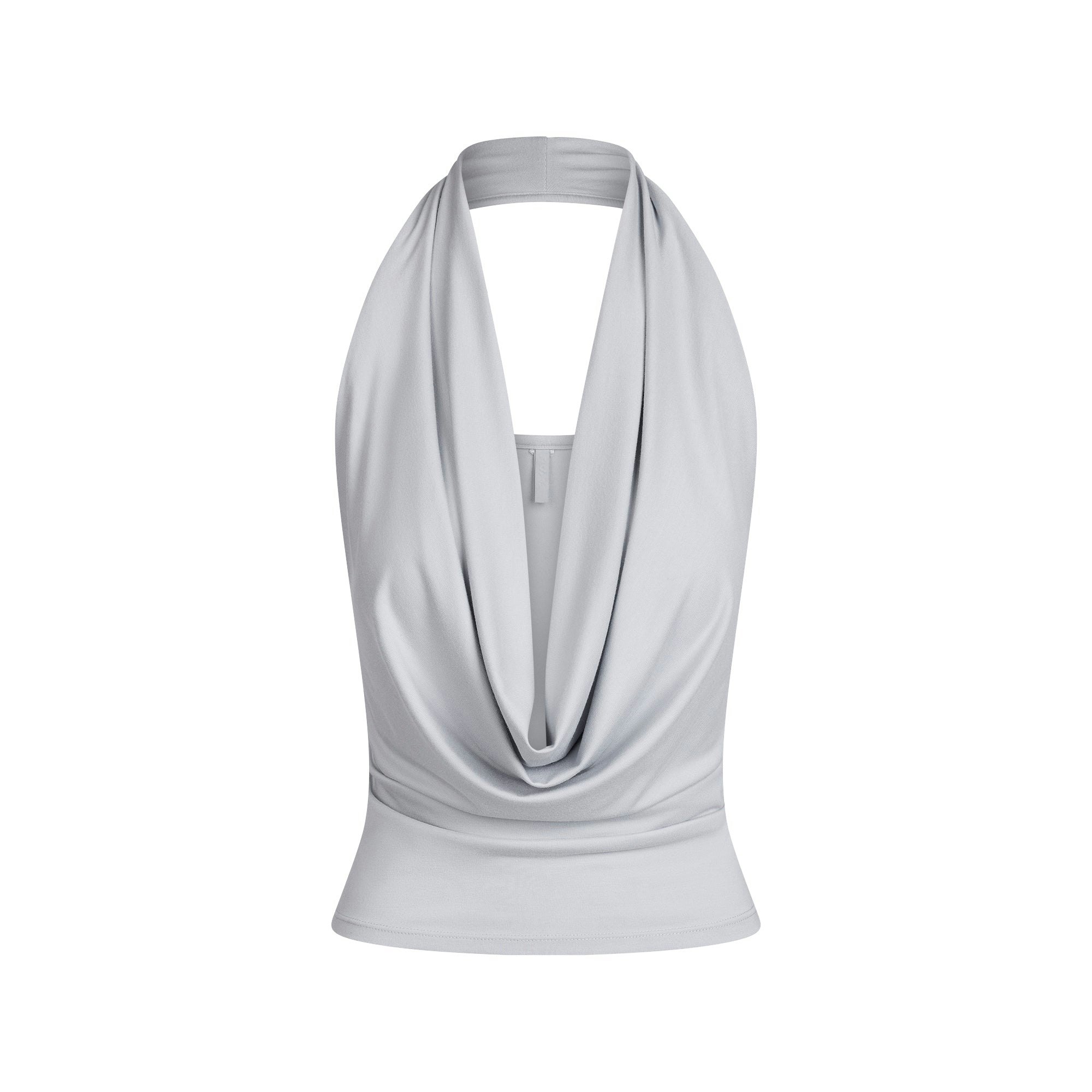 SMOOTH LAYERS DEEP PLUNGE HALTER TOP | MIST FLAT ON A WHITE BACKGROUND | FLT