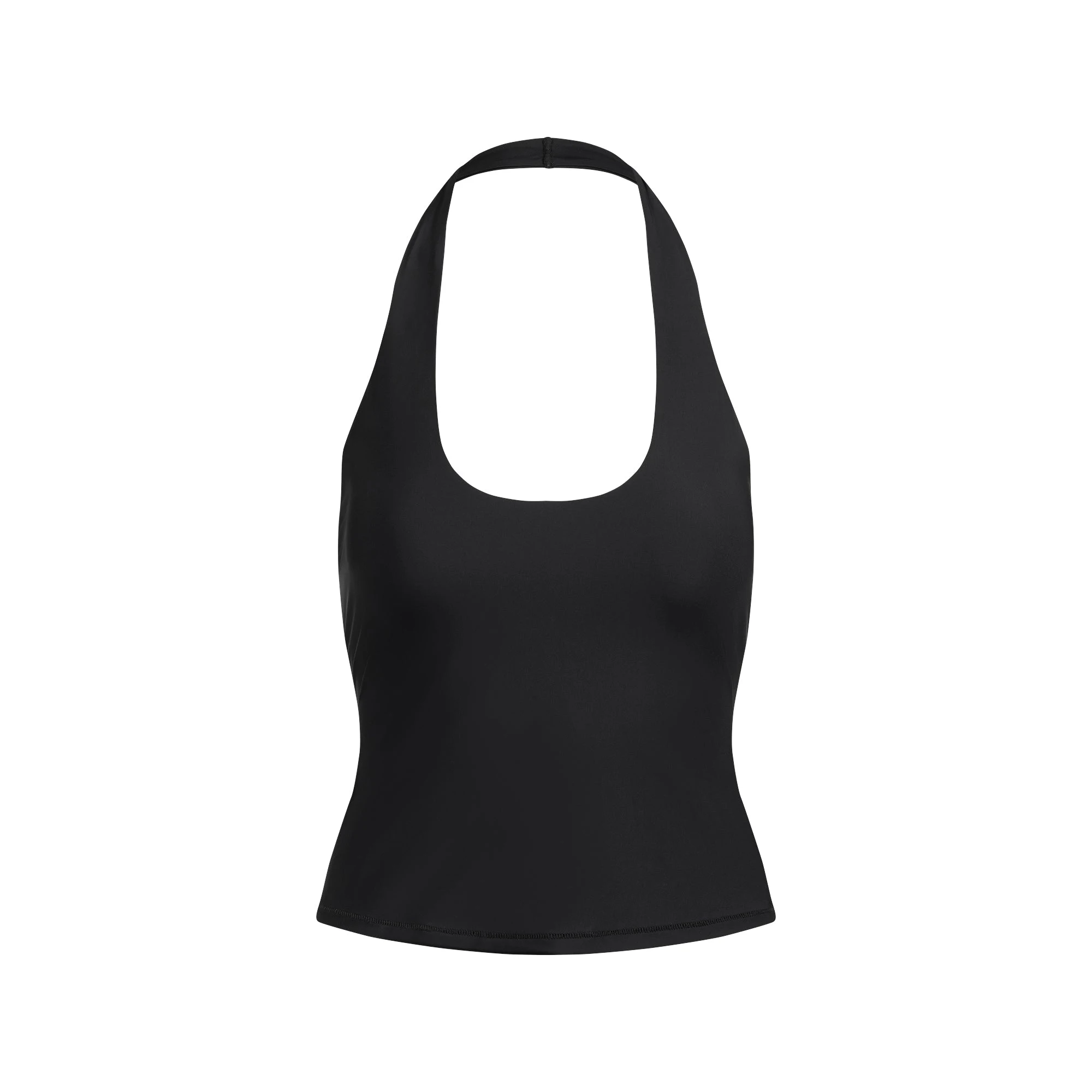 CLING MATTE HALTER TOP | OBSIDIAN FLAT ON A WHITE BACKGROUND | FLT