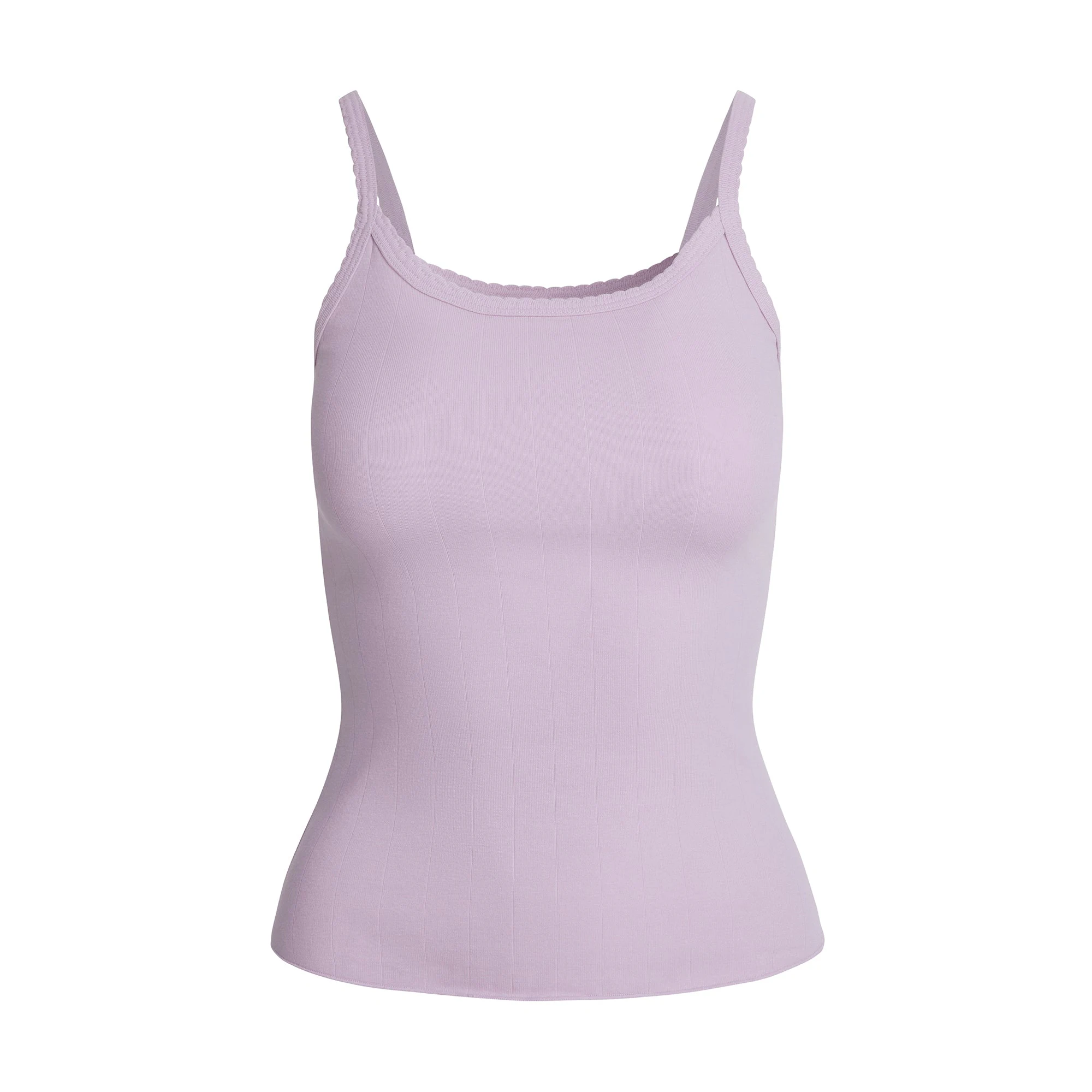 DROP NEEDLE POINTELLE LONG CAMI | WISTERIA FLAT ON A WHITE BACKGROUND | FLT