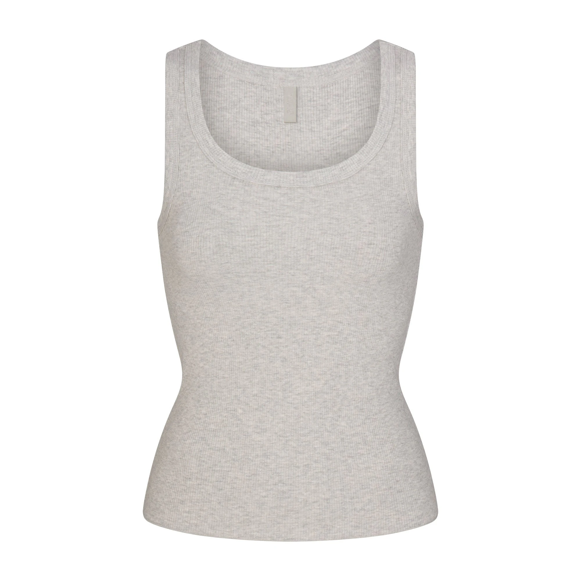 COTTON RIB SCOOP NECK TANK | LIGHT HEATHER GREY FLAT ON A WHITE BACKGROUND | FLT