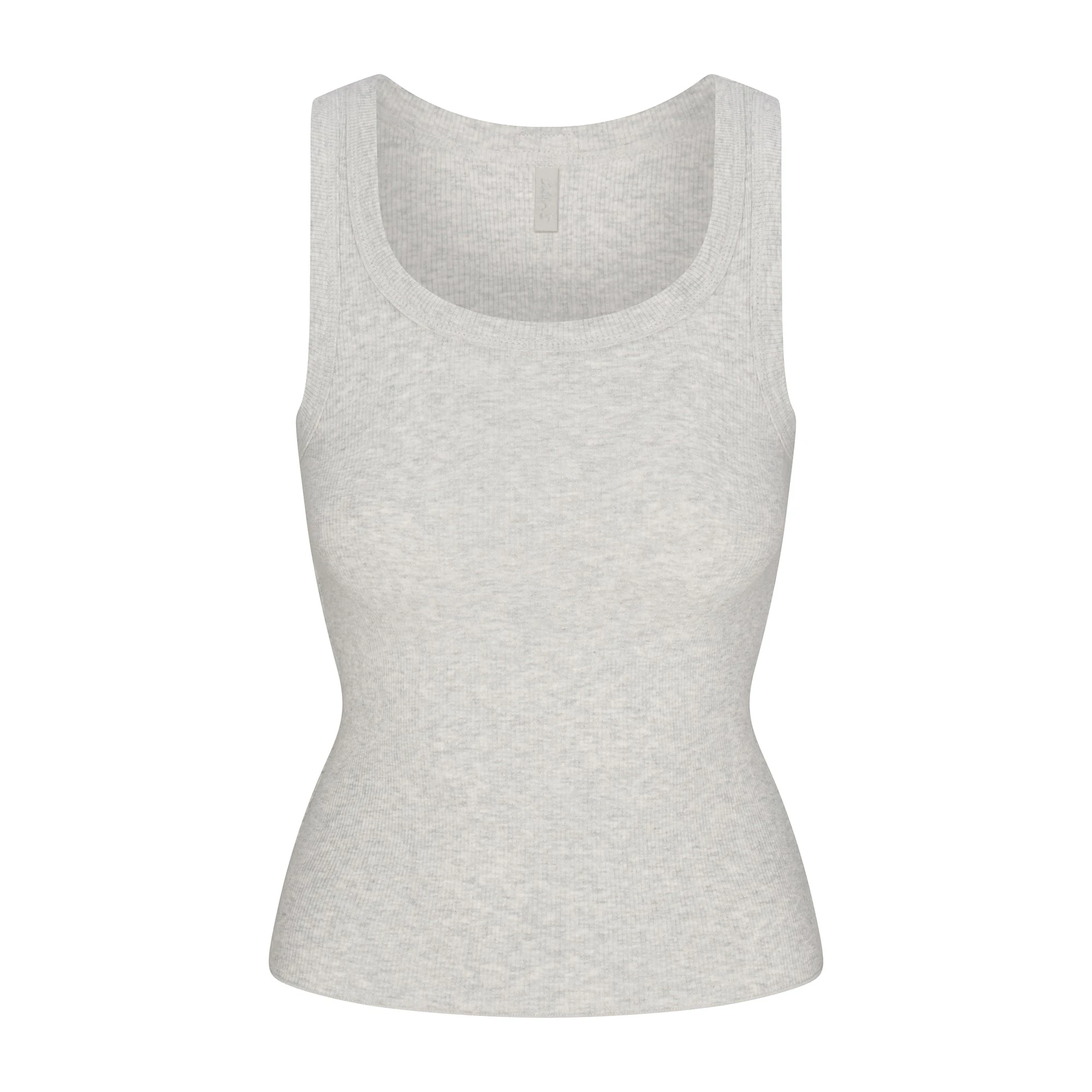 COTTON RIB SCOOP NECK TANK | LIGHT HEATHER GREY (TANKS) FLAT ON A WHITE BACKGROUND | FLT