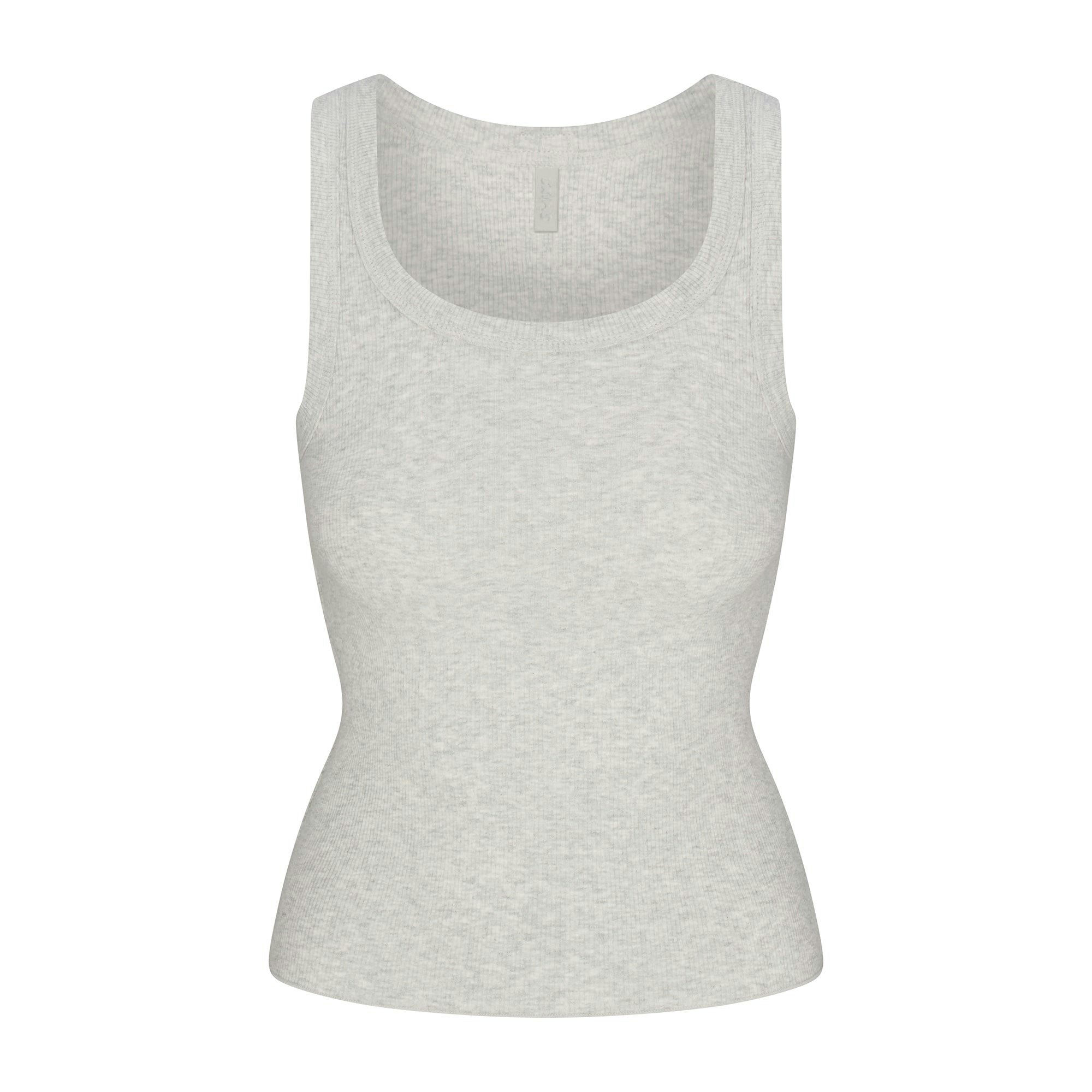 COTTON RIB SCOOP NECK TANK | LIGHT HEATHER GREY (TANKS) FLAT ON A WHITE BACKGROUND | FLT