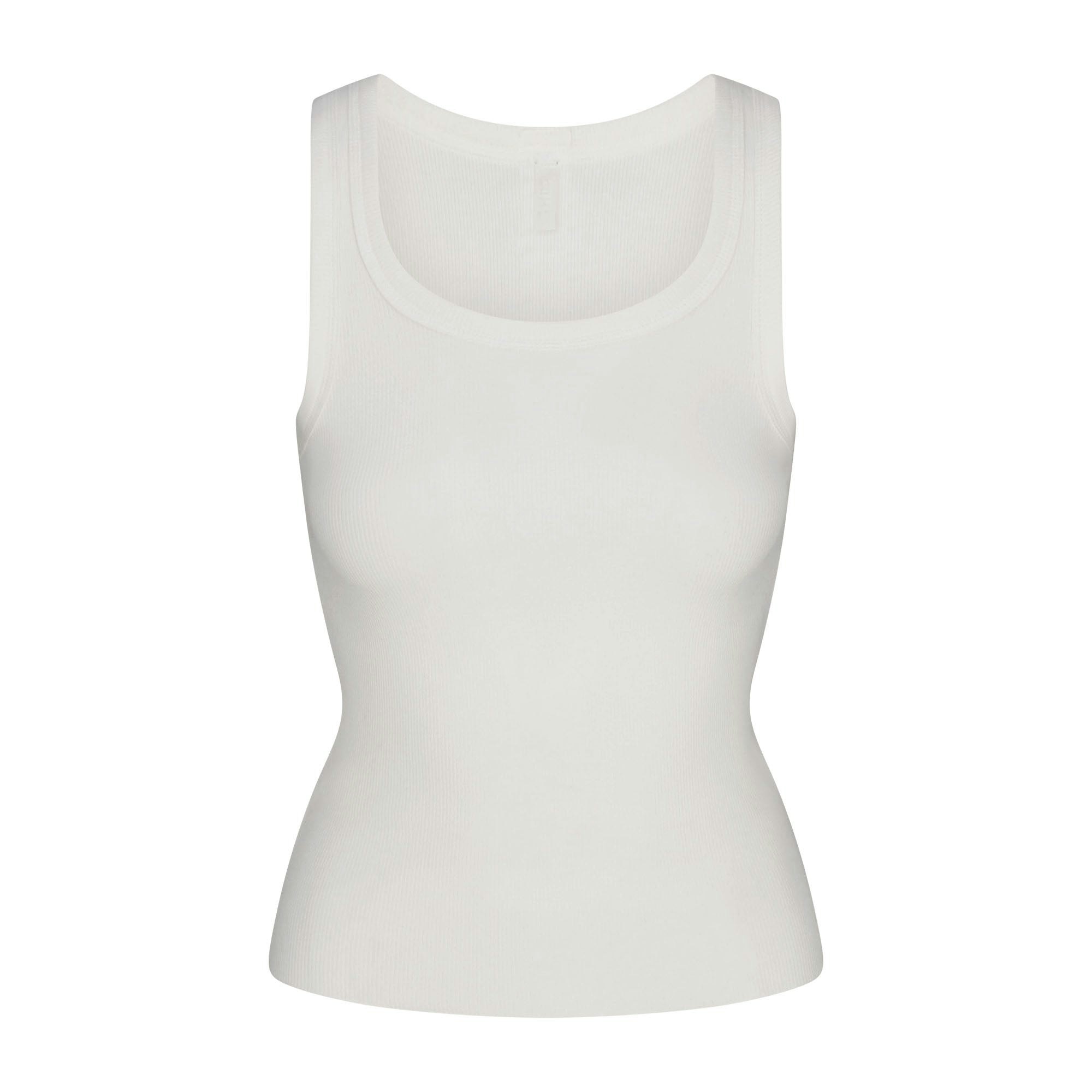 COTTON RIB SCOOP NECK TANK | MARBLE FLAT ON A WHITE BACKGROUND | FLT