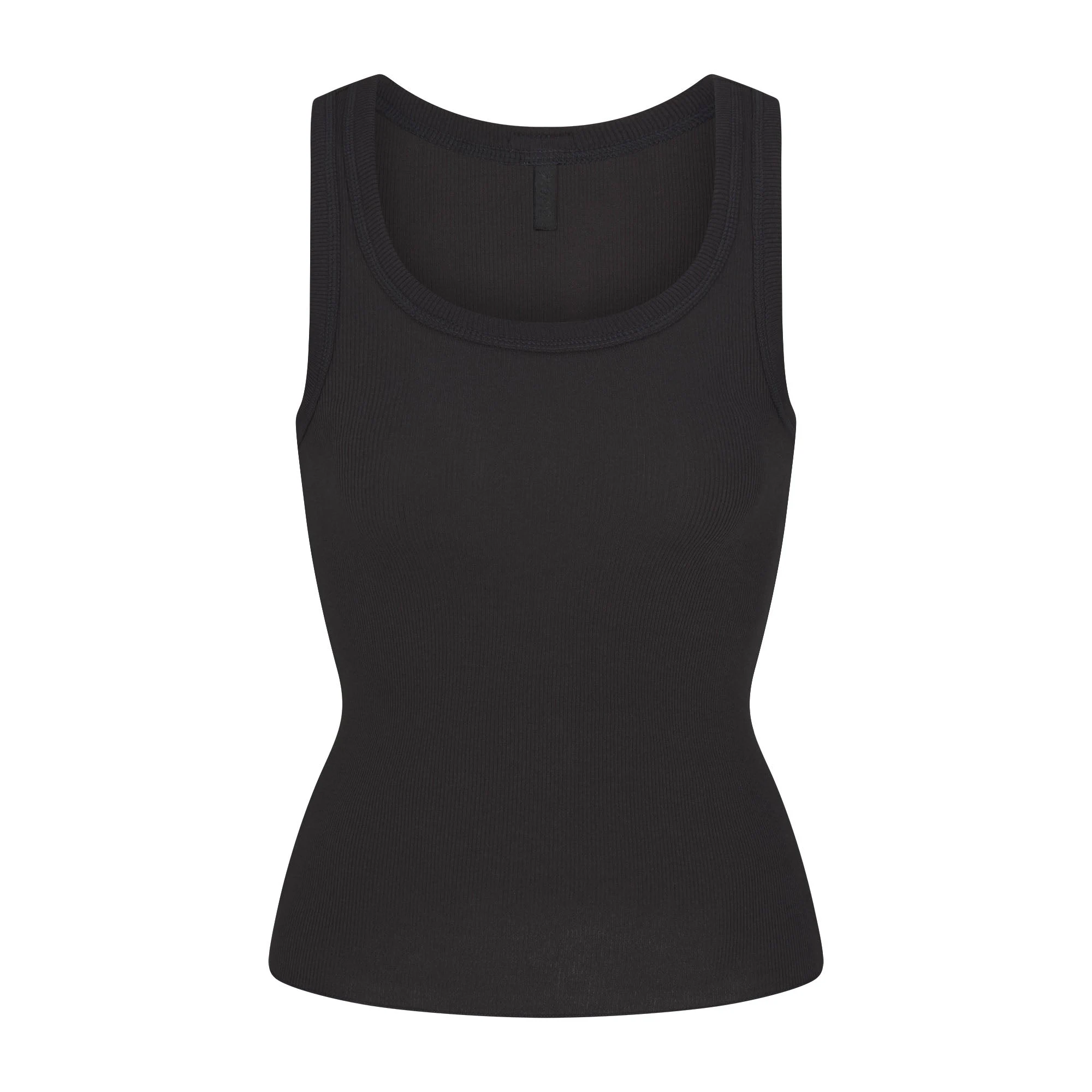 COTTON RIB SCOOP NECK TANK | SOOT FLAT ON A WHITE BACKGROUND | FLT