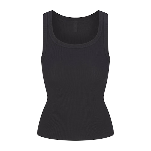 COTTON RIB SCOOP NECK TANK | SOOT (TANKS) FLAT ON A WHITE BACKGROUND | FLT