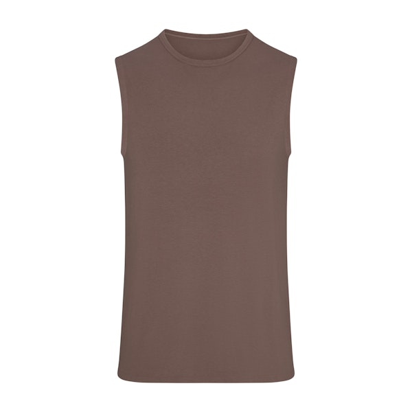 JERSEY SLEEP MENS TANK | UMBER (MENS TANKS) FLAT ON A WHITE BACKGROUND | FLT