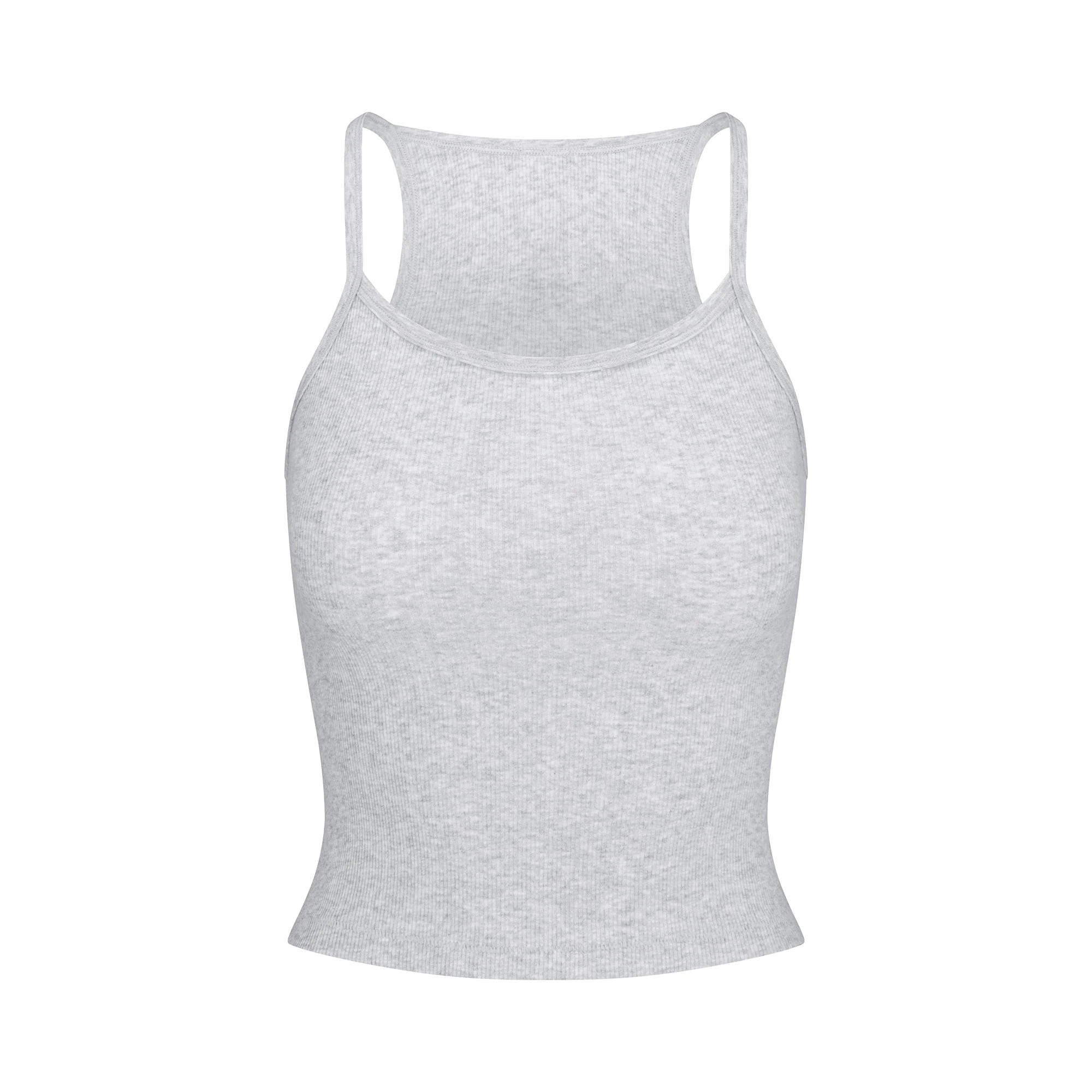 COTTON RIB CAMI | LIGHT HEATHER GREY(TANKS, TOPS) FLAT ON A WHITE BACKGROUND | FLT