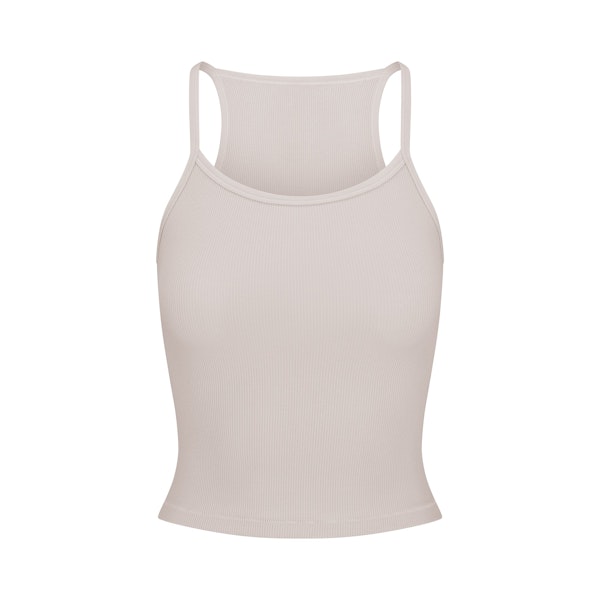 COTTON RIB CAMI | STONE(TANKS, TOPS) FLAT ON A WHITE BACKGROUND | FLT