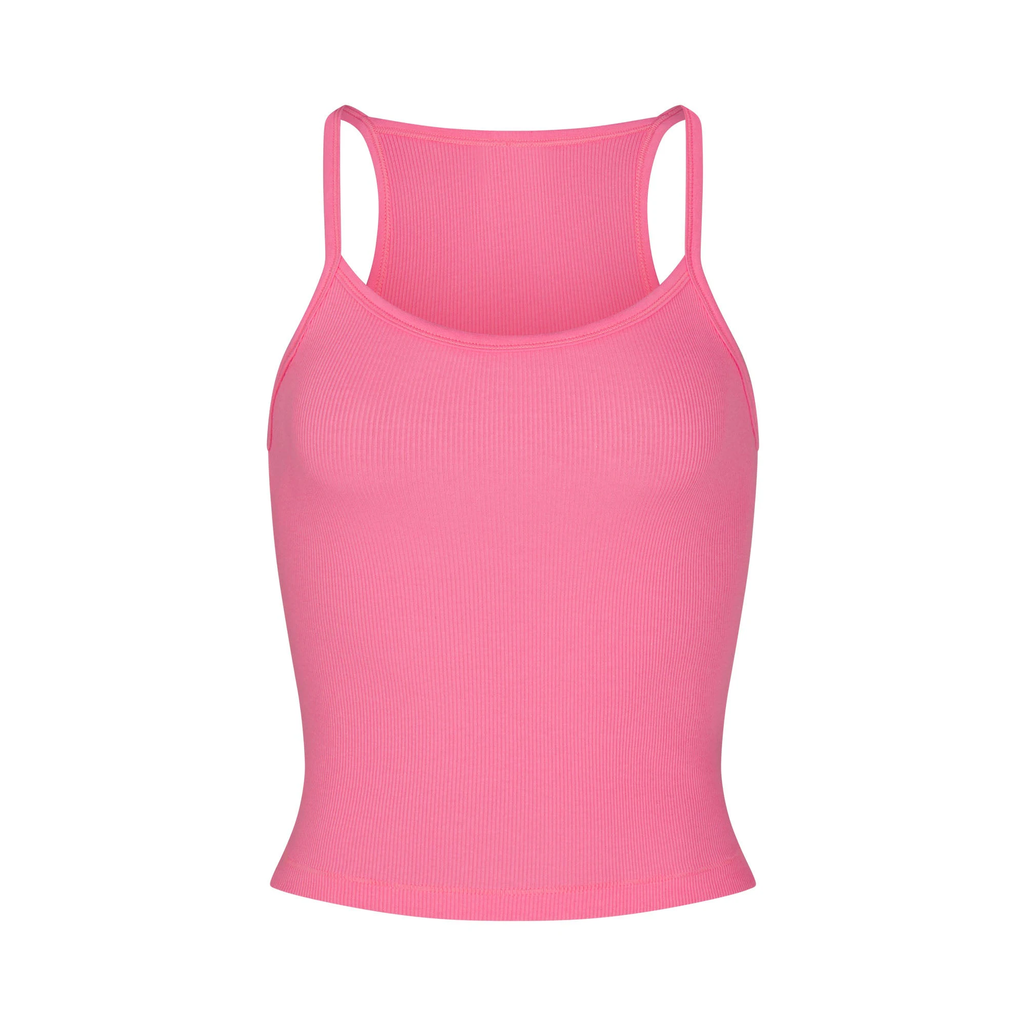 COTTON RIB CAMI | SUGAR PINK(TANKS, TOPS) FLAT ON A WHITE BACKGROUND | FLT