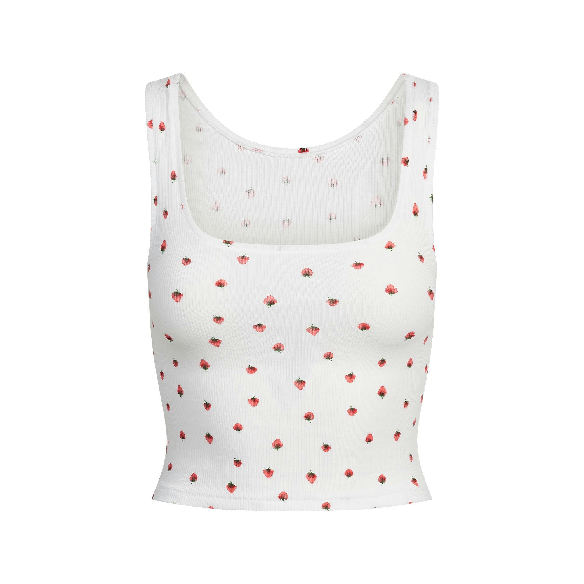 COTTON RIB TANK | SNOW STRAWBERRY PRINT FLAT ON A WHITE BACKGROUND | FLT