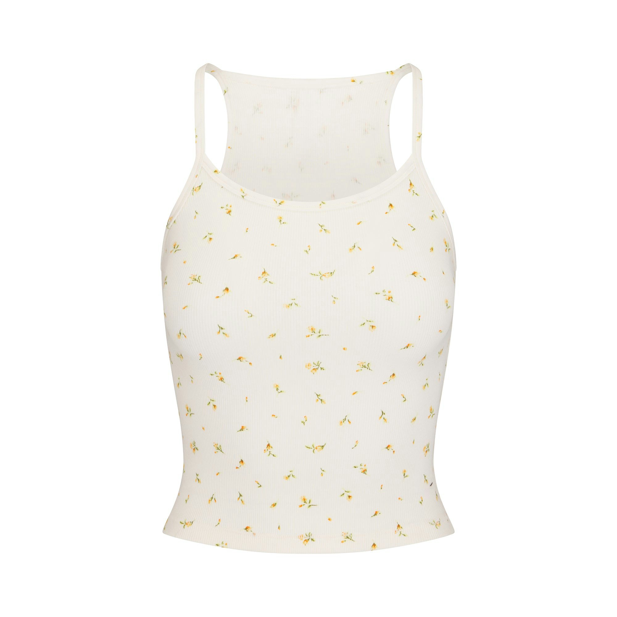 COTTON RIB CAMI | MARIGOLD ROSEBUD PRINT(TANKS, TOPS) FLAT ON A WHITE BACKGROUND | FLT