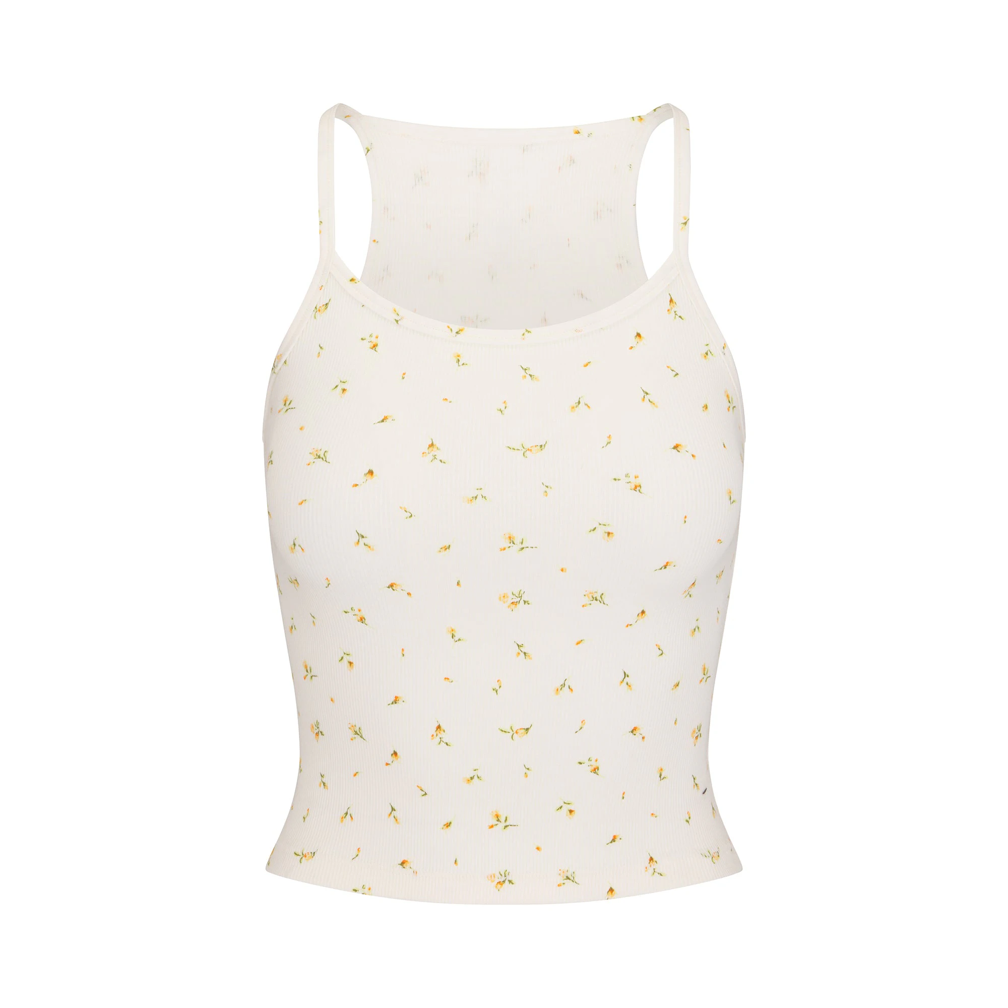 COTTON RIB CAMI | MARIGOLD ROSEBUD PRINT(TANKS, TOPS) FLAT ON A WHITE BACKGROUND | FLT