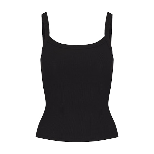 SOFT LOUNGE SCOOP NECK TANK | ONYX (TANKS, TOPS) ON A WHITE BACKGROUND