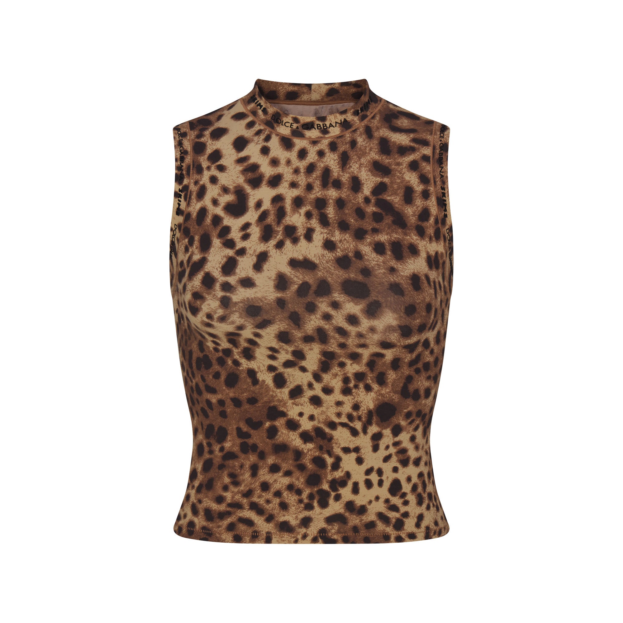 DOLCE&GABBANA X SKIMS COTTON JERSEY MOCK NECK TANK | LEOPARD | XXS