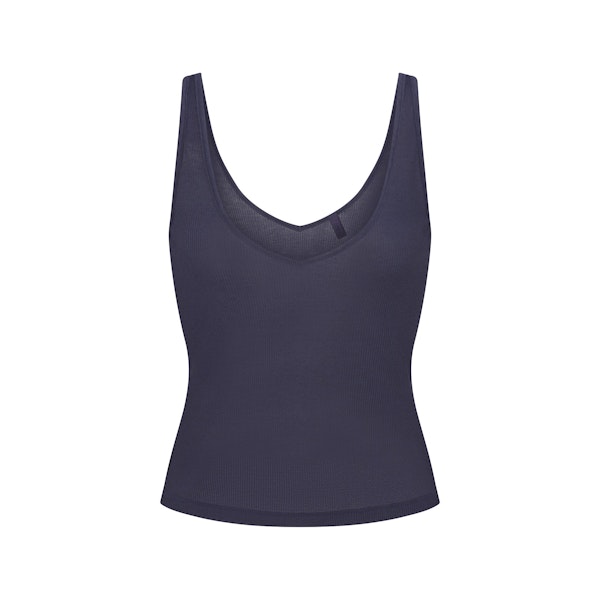 SHEER RIB V NECK TANK | SLEET FLAT ON A WHITE BACKGROUND | FLT