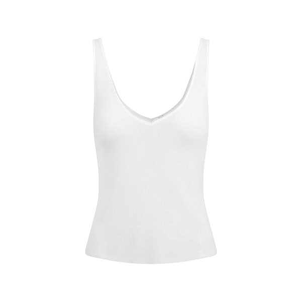 SHEER COTTON V NECK TANK | SNOW FLAT ON A WHITE BACKGROUND | FLT