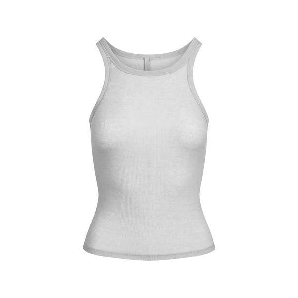 KINLONSAIR Women's Summer Sleeveless Halter Tee - Ribbed Crew Neck Tank Top, Dark Gray, Medium