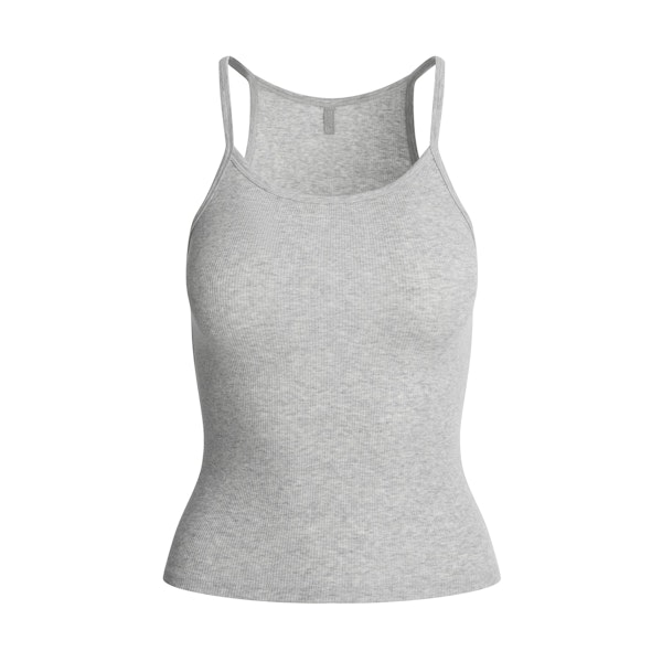 COTTON RIB LONG CAMI | LIGHT HEATHER GREY FLAT ON A WHITE BACKGROUND | FLT