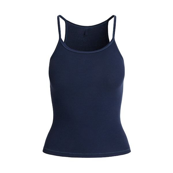 COTTON RIB LONG CAMI | NAVY FLAT ON A WHITE BACKGROUND | FLT