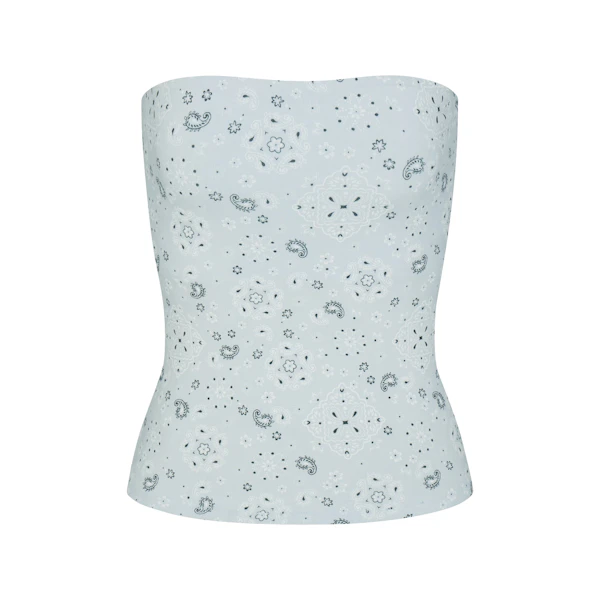 COTTON JERSEY TUBE TOP | POWDER BLUE BANDANA FLAT ON A WHITE BACKGROUND | FLT