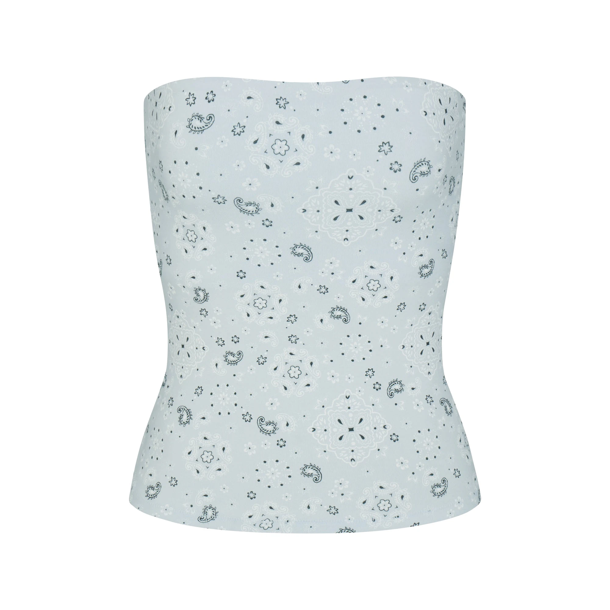 COTTON JERSEY TUBE TOP | POWDER BLUE BANDANA FLAT ON A WHITE BACKGROUND | FLT