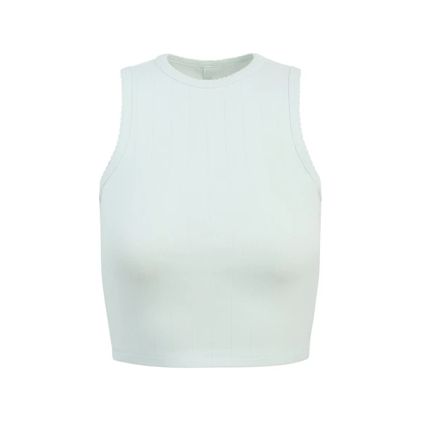 DROP NEEDLE POINTELLE CROPPED TANK | FROST FLAT ON A WHITE BACKGROUND | FLT