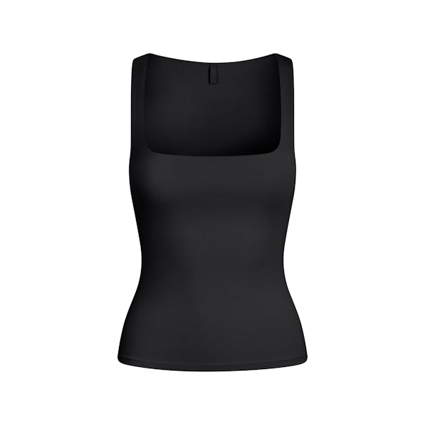 SMOOTH LAYERS SQUARE NECK TANK | OBSIDIAN FLAT ON A WHITE BACKGROUND | FLT