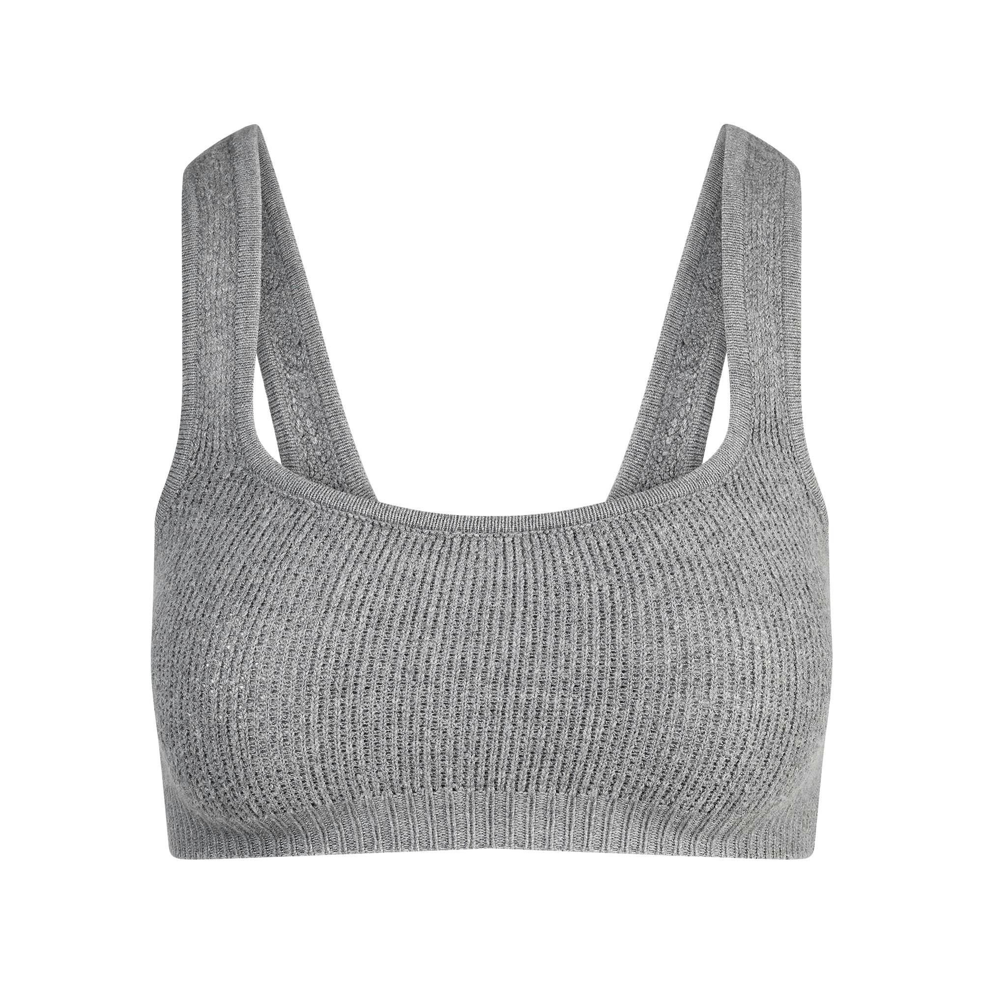 TEXTURED KNIT BRALETTE | DARK HEATHER GREY FLAT ON A WHITE BACKGROUND | FLT