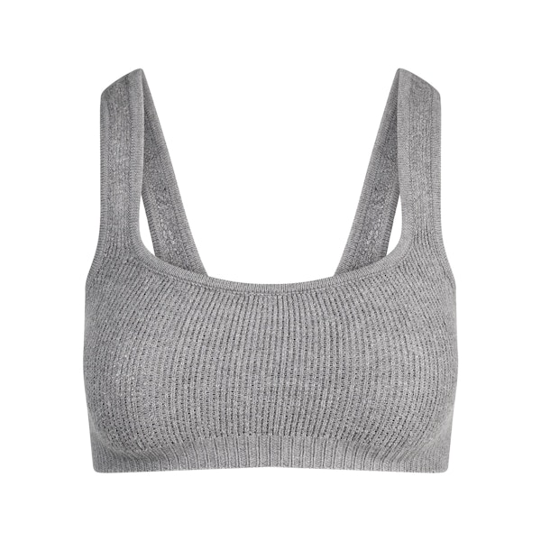 TEXTURED KNIT BRALETTE | DARK HEATHER GREY FLAT ON A WHITE BACKGROUND | FLT