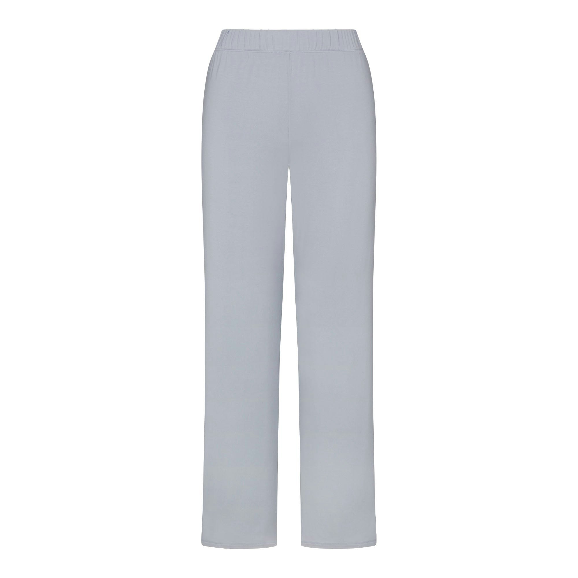 SKIMS SLEEP STRAIGHT LEG PANT | ZEN BLUE FLAT ON A WHITE BACKGROUND | FLT