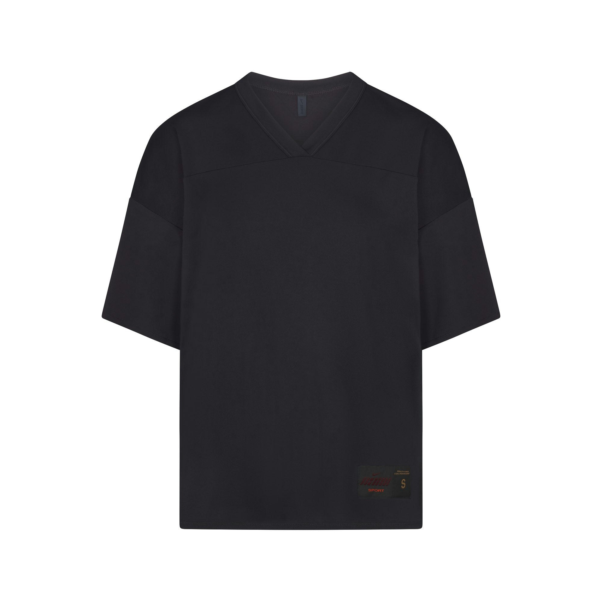 NikeSKIMS AIRY V-NECK OVERSIZED TOP | OBSIDIAN FLAT ON A WHITE BACKGROUND | FLT