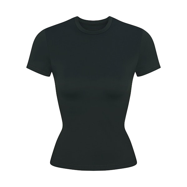 NikeSKIMS MATTE PADDED BABY TEE | DARK TEAL FLAT ON A WHITE BACKGROUND | FLT