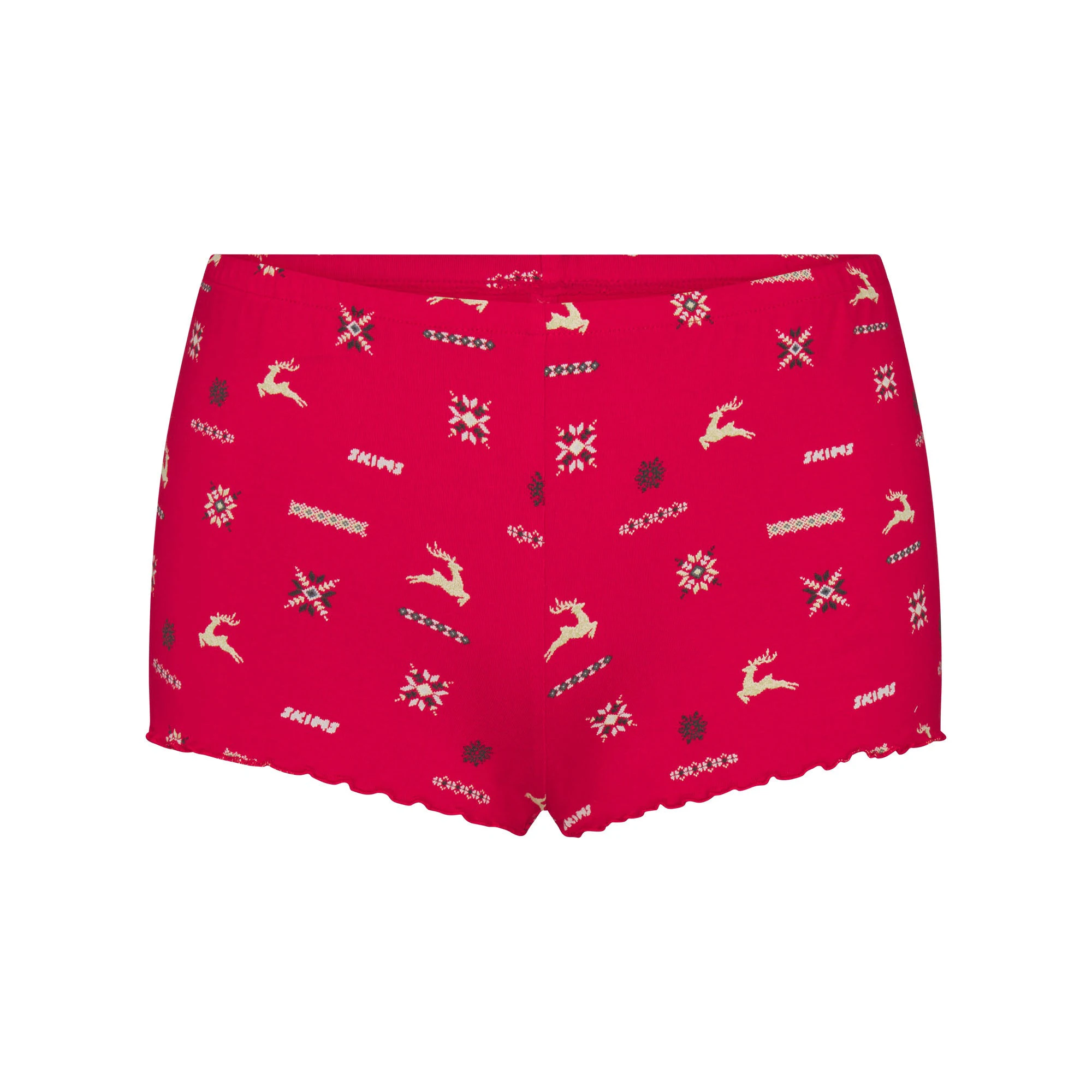 SKIMS SLEEP CAMI SET | CRANBERRY VINTAGE DEER PRINT FLAT ON A WHITE BACKGROUND | FLT