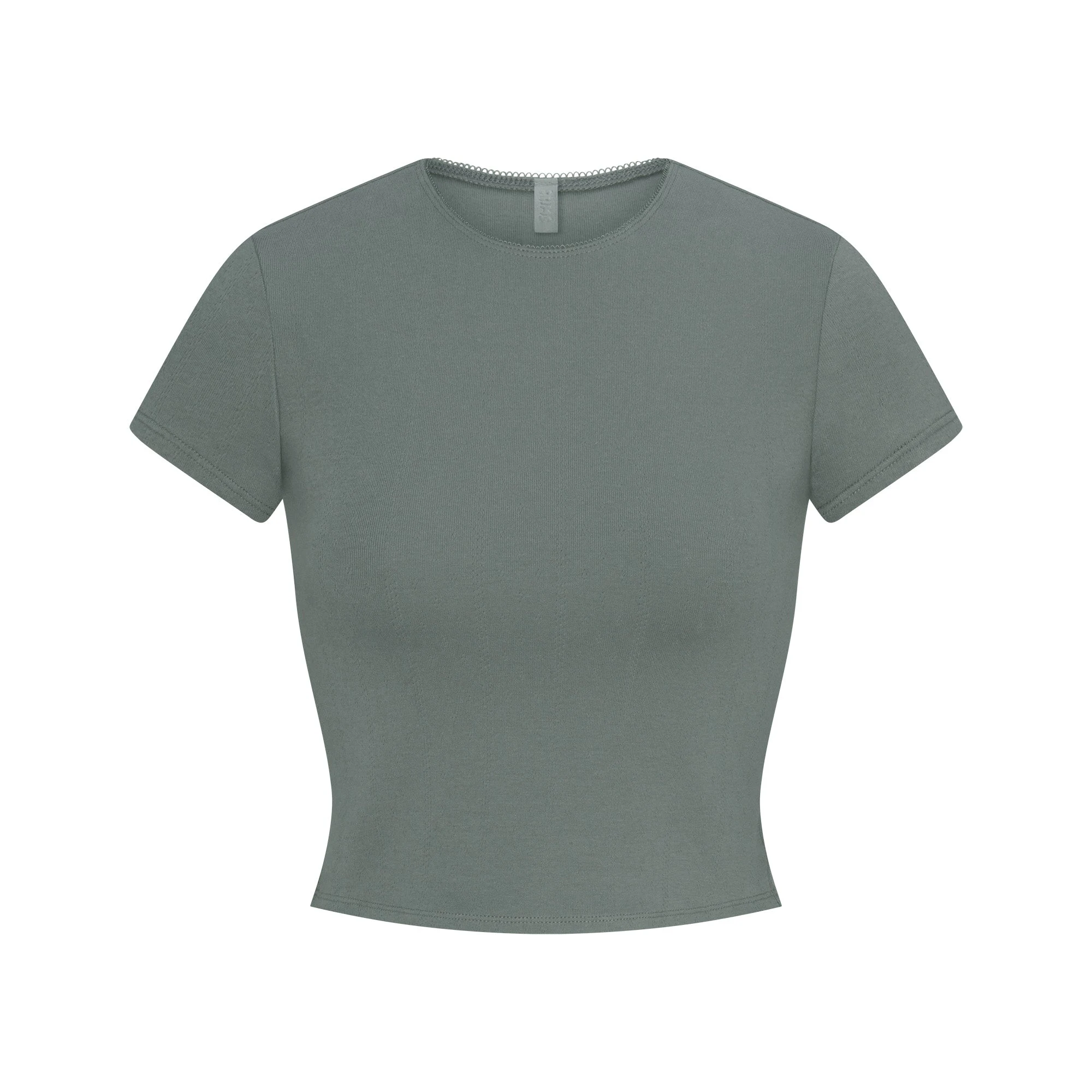 DROP NEEDLE POINTELLE BABY TEE | MAGNET FLAT ON A WHITE BACKGROUND | FLT