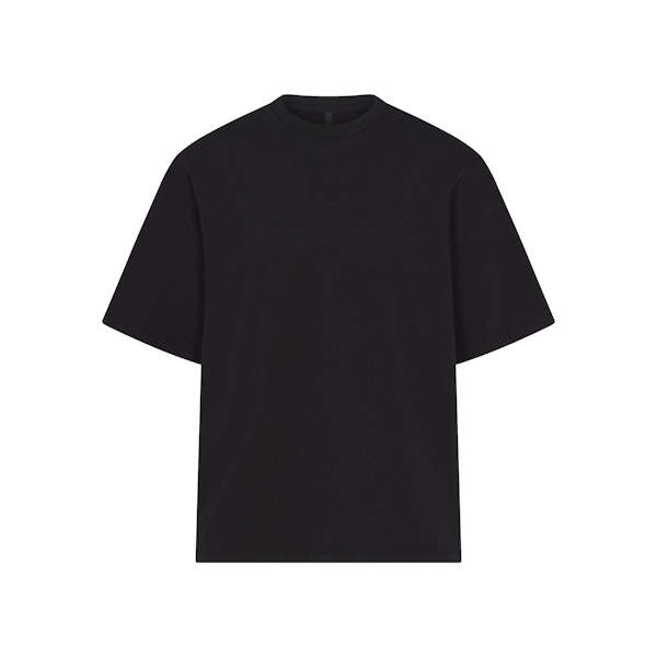 HEAVY COTTON OVERSIZED T-SHIRT | ONYX FLAT ON A WHITE BACKGROUND | FLT