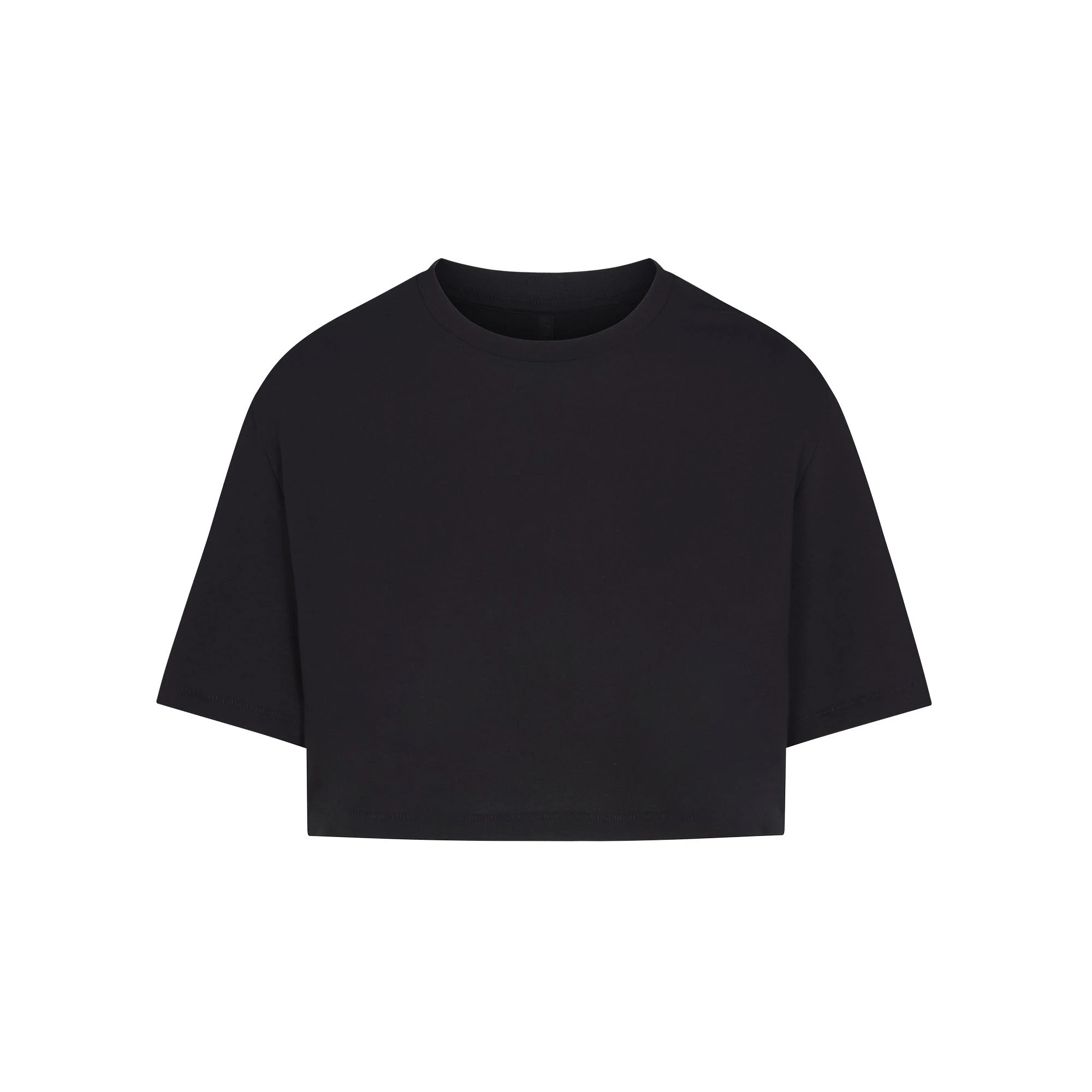 RELAXED TEES OVERSIZED CROPPED T-SHIRT | ONYX FLAT ON A WHITE BACKGROUND | FLT