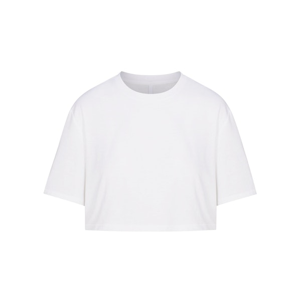 RELAXED TEES OVERSIZED CROPPED T-SHIRT | SNOW FLAT ON A WHITE BACKGROUND | FLT