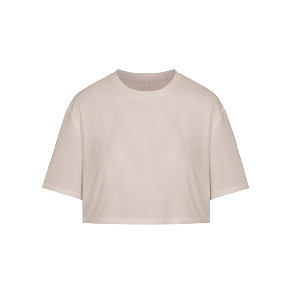 RELAXED TEES OVERSIZED CROPPED T-SHIRT | STONE FLAT ON A WHITE BACKGROUND | FLT