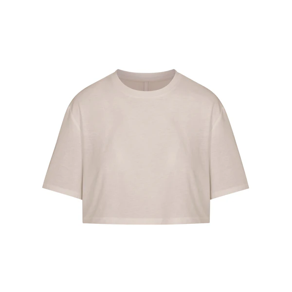 RELAXED TEES OVERSIZED CROPPED T-SHIRT | STONE FLAT ON A WHITE BACKGROUND | FLT