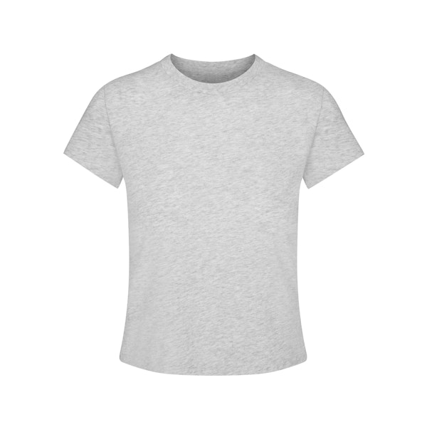 RELAXED TEES SHRUNKEN T-SHIRT | LIGHT HEATHER GREY FLAT ON A WHITE BACKGROUND | FLT
