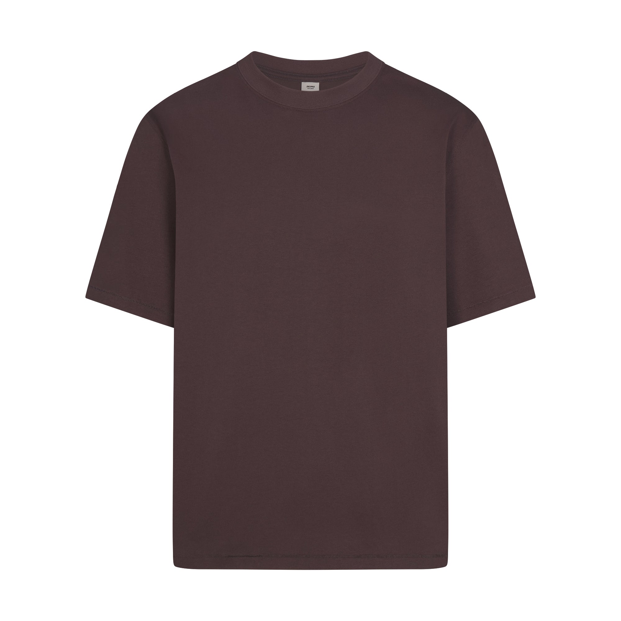 HEAVYWEIGHT COTTON MENS RELAXED T-SHIRT | RAISIN FLAT ON A WHITE BACKGROUND | FLT